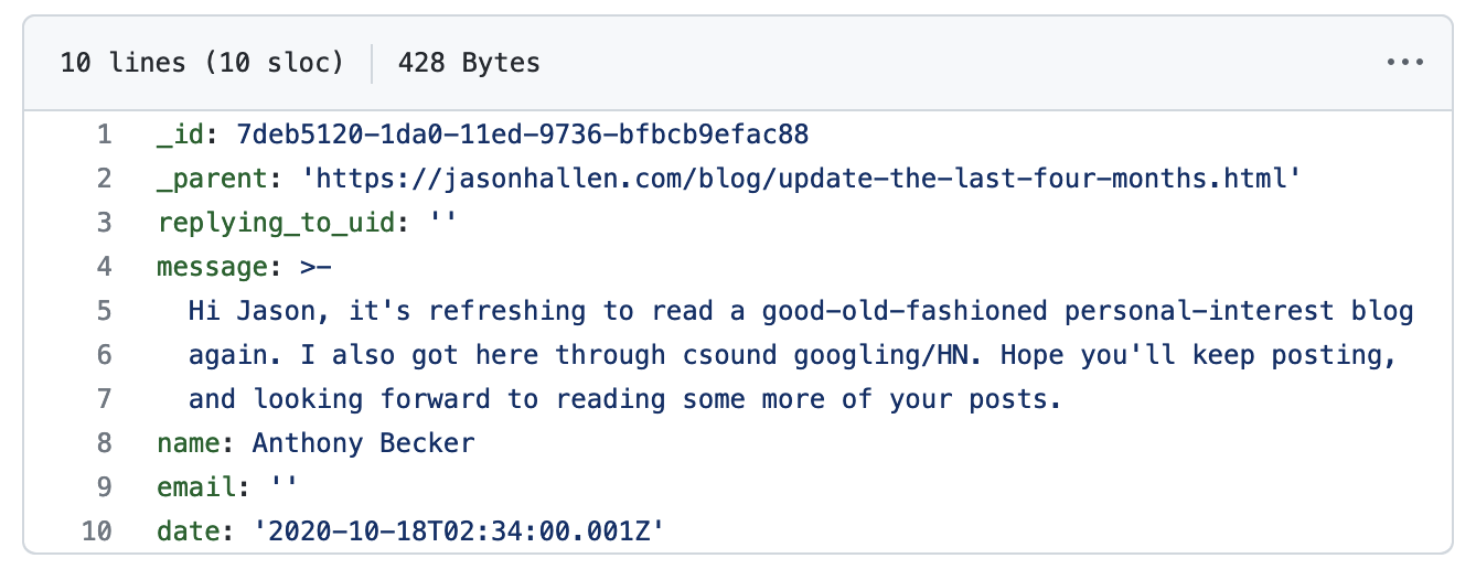 Example of a comment YML file in my website repository.