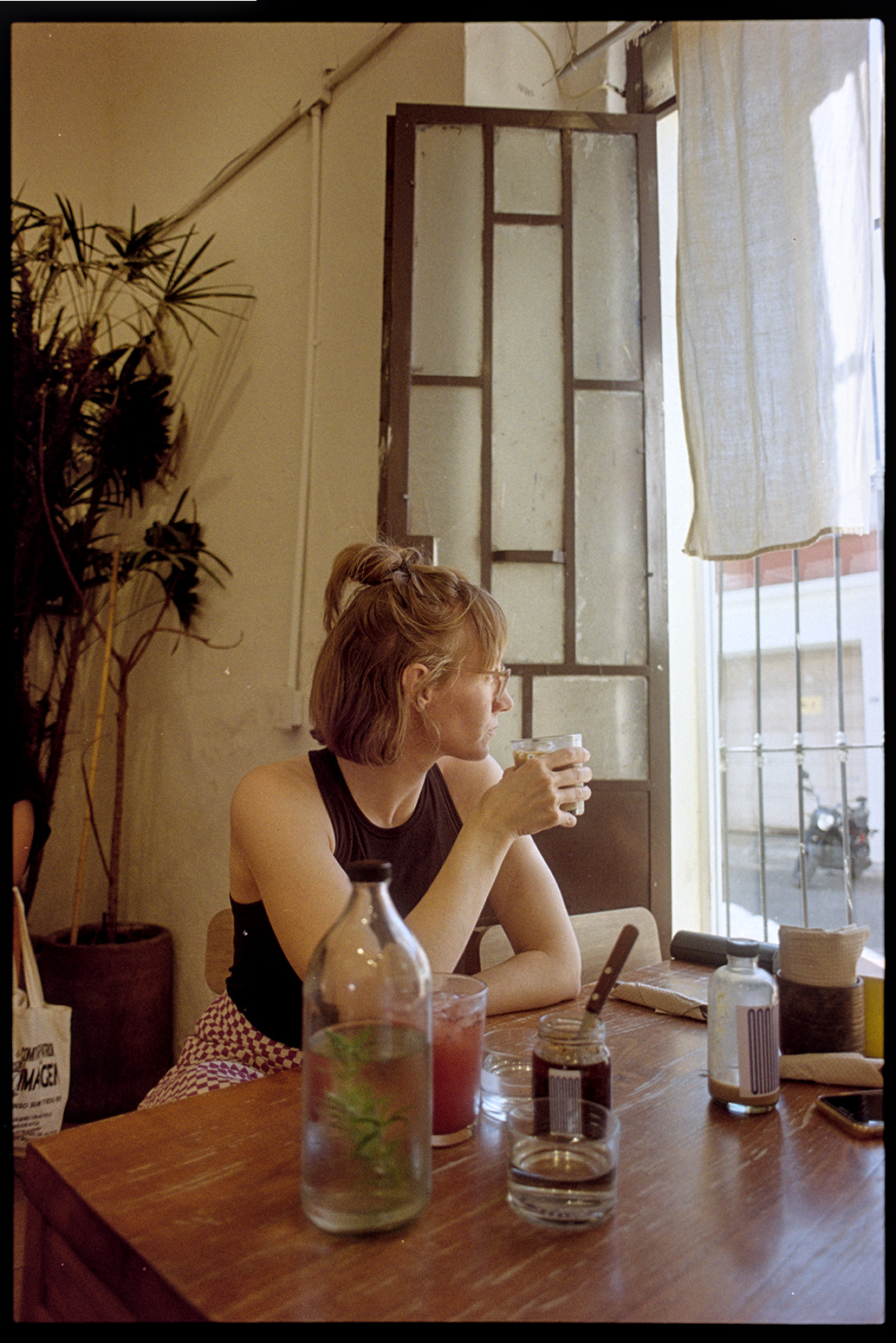 Kallie at a cafe in Oaxaca