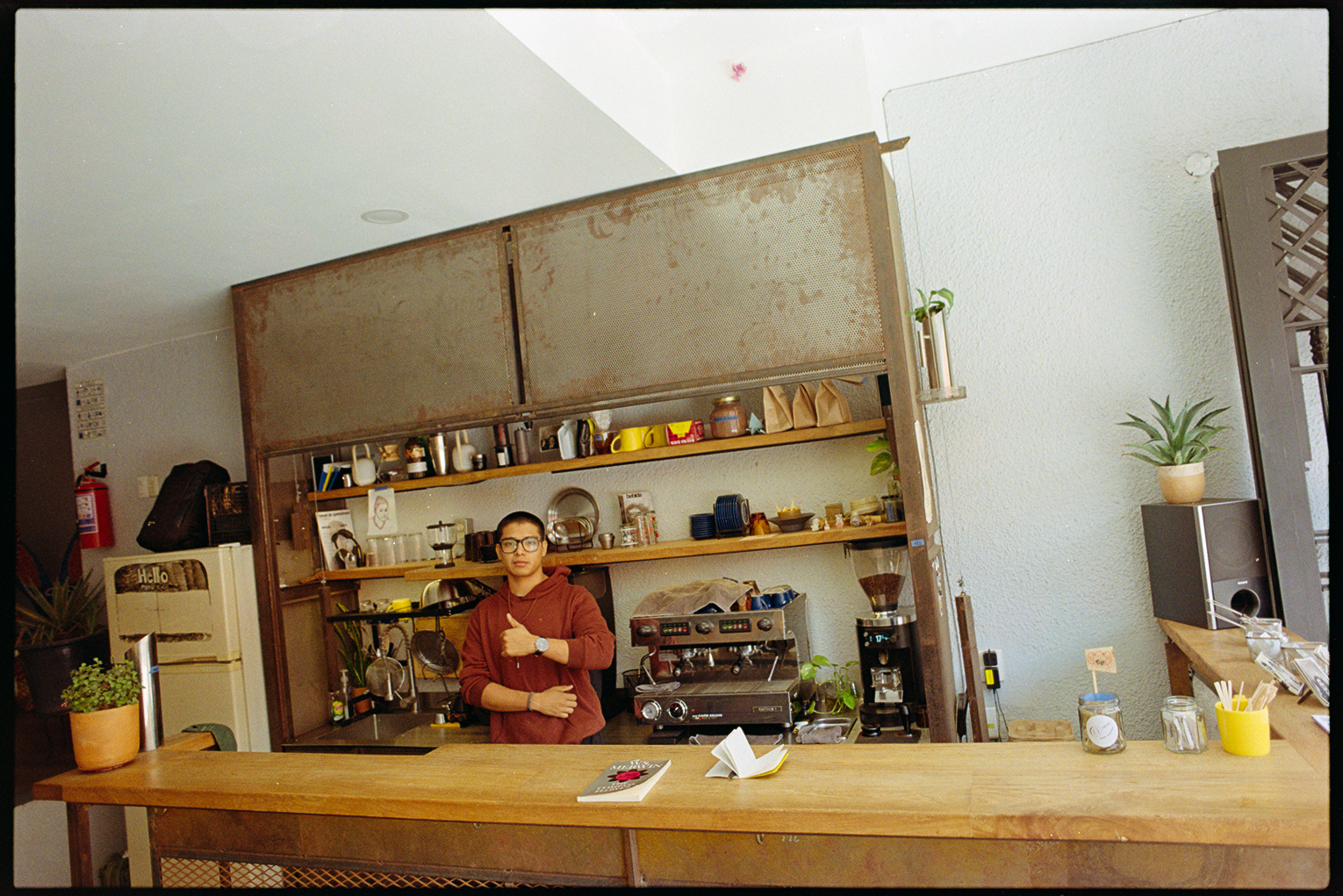 A barista in a coffee shop in Oaxaca City