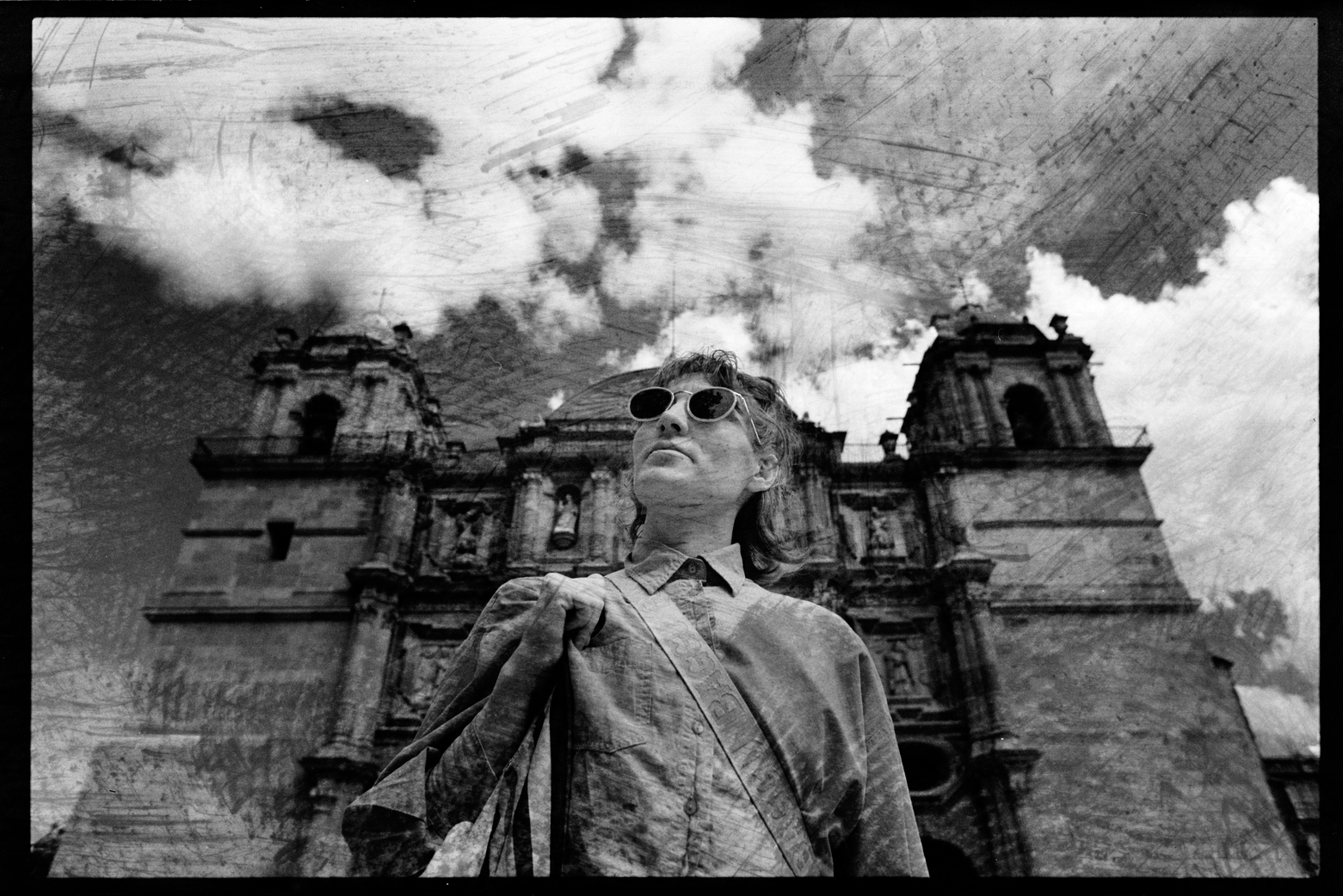Kallie in front of a cathedral in Oaxaca City