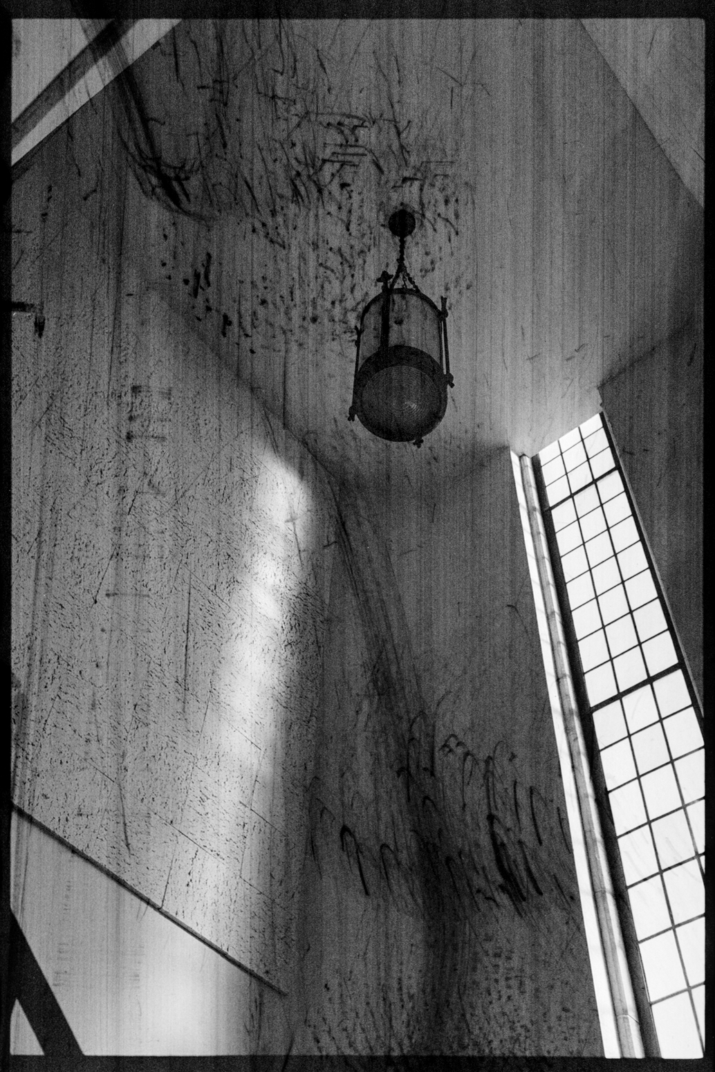 Stairwell in the chapel with light streaming in