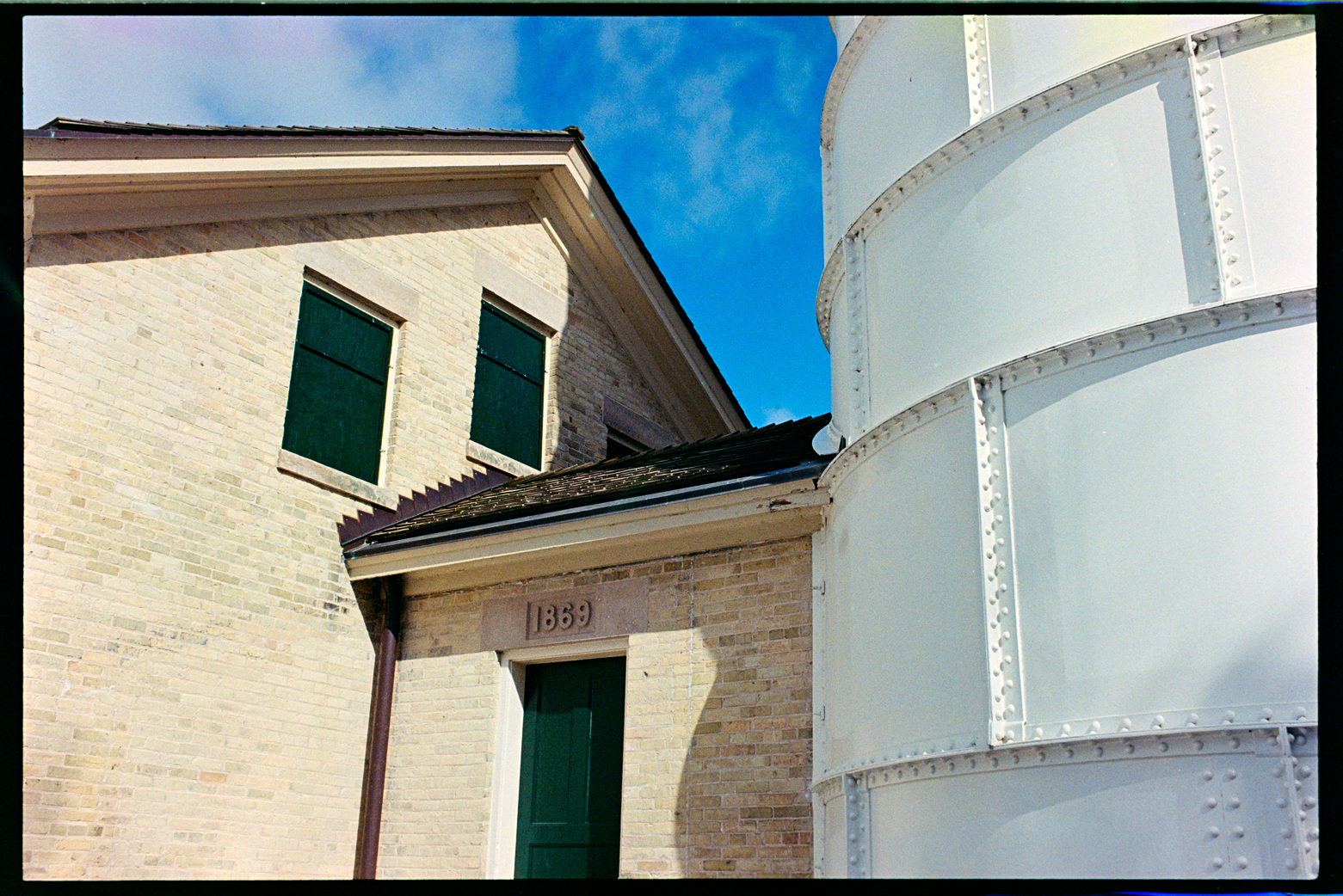 The base of a lighthouse on Cana Island in Door County, Wisconsin