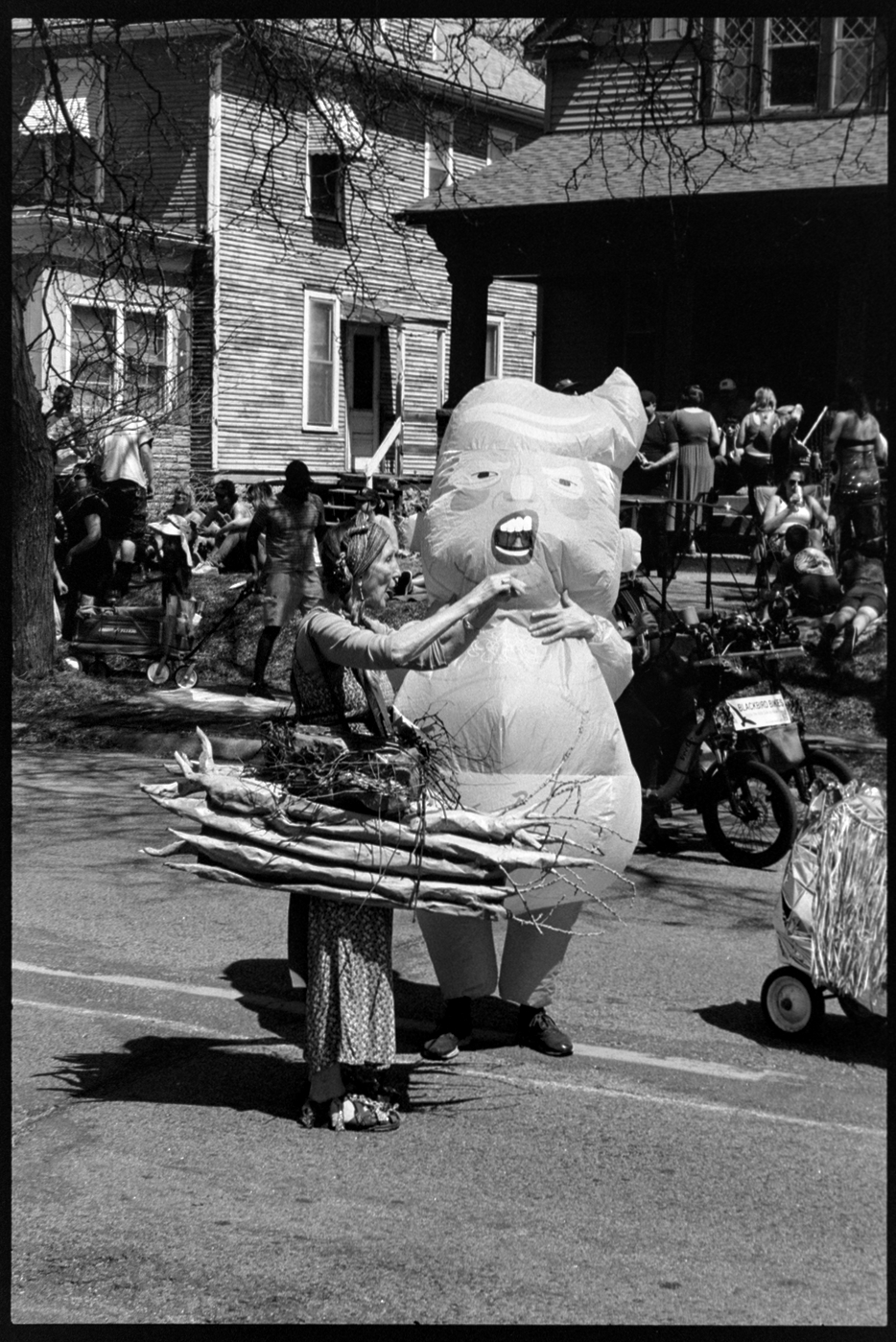 Trump baby in diapers costume at Mayday Parade