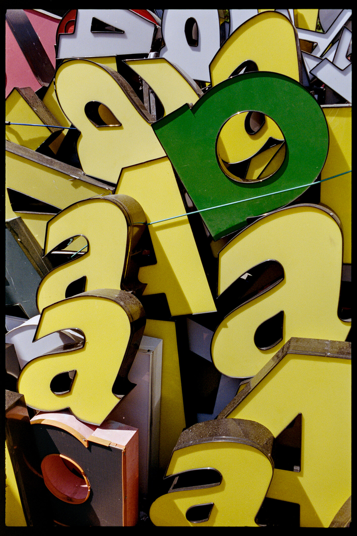 A pile of large plastic letter signs