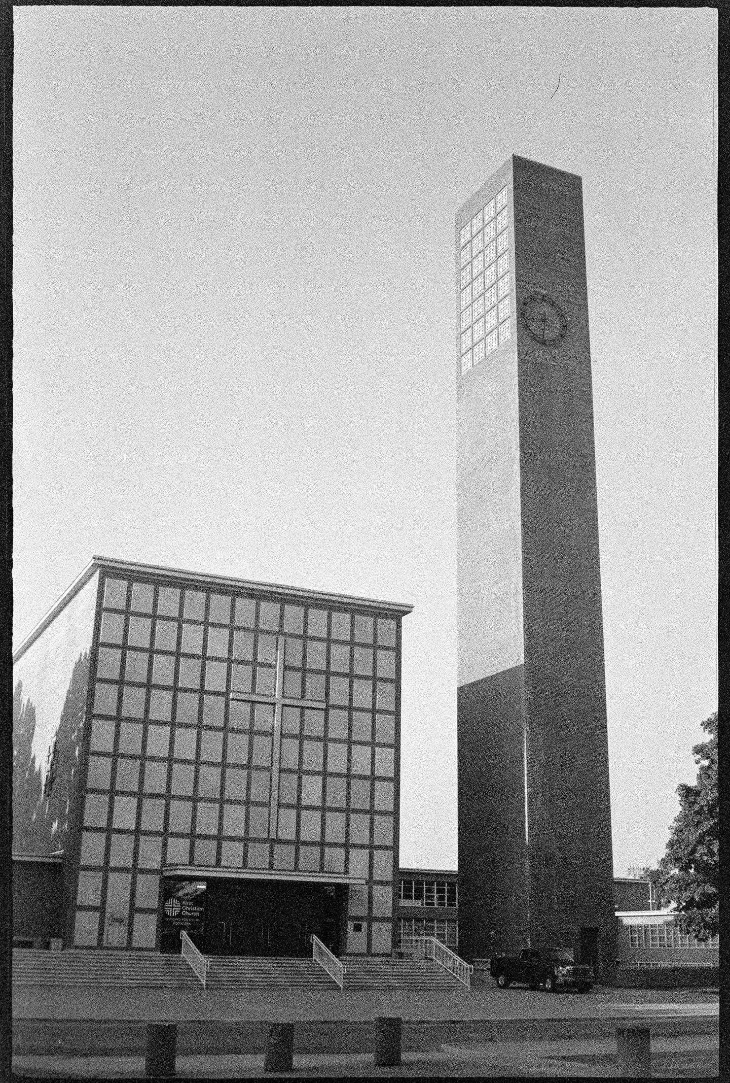 Church and tower in Columbus, Indiana