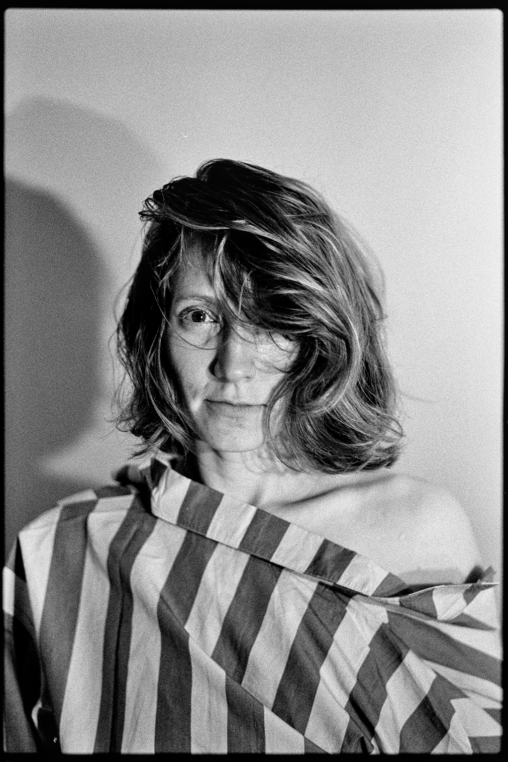 Portrait of Kallie in her new pajamas at night