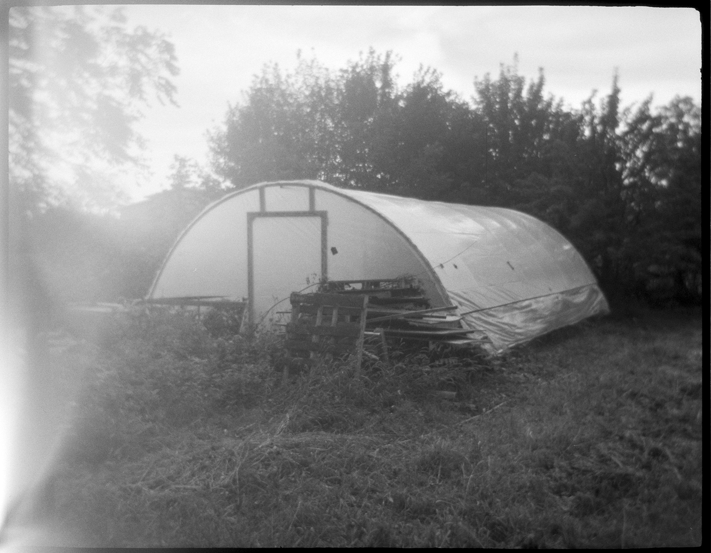 A semi-cylindrical greenhouse