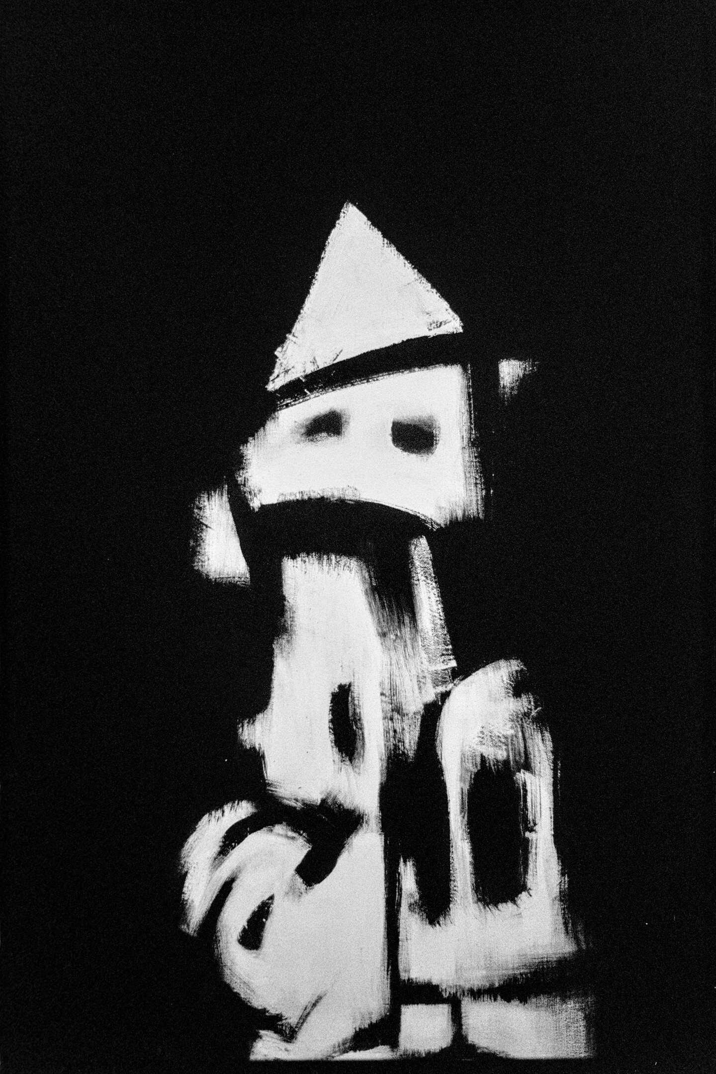 Close up of the painting American Totem by Norman Lewis on display at the Whitney