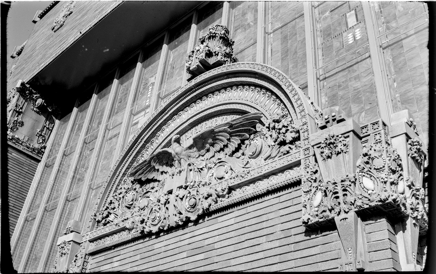 Ornate entryway of the Merchant's Bank in Winona, Minnesota