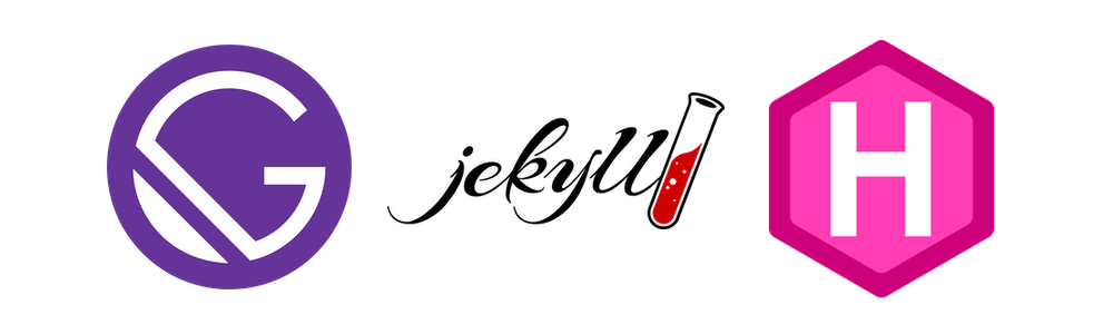 Logos of Gatsby, Jekyll, and Hugo